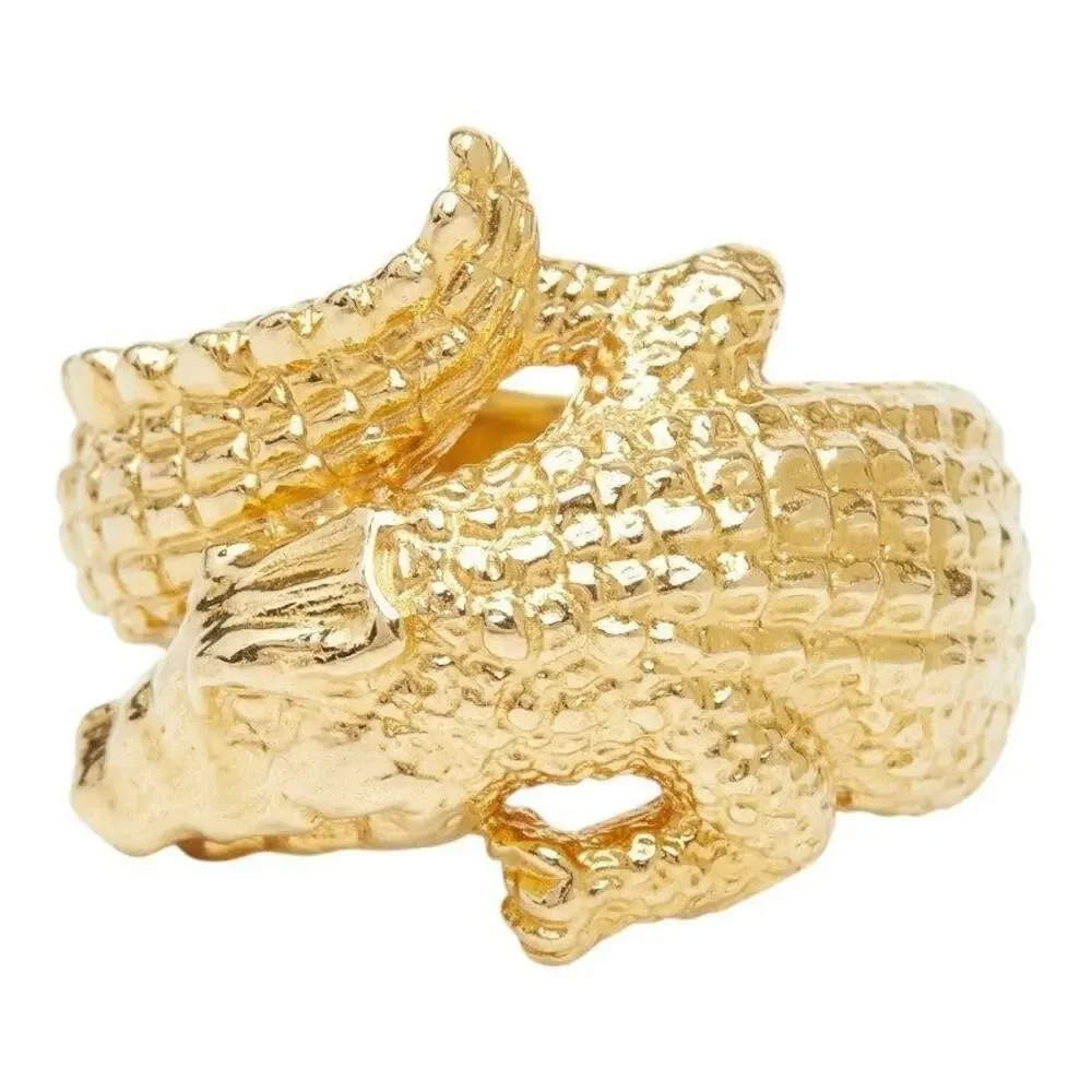 Unbranded Crocodile Motif 18K Yellow Gold Ring Gold